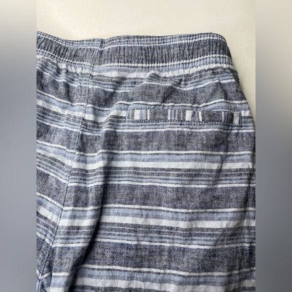 Old Navy Shorts Mens M Linen Blend Blue Striped Drawstring Waist Casual Pocket. - Picture 4 of 6